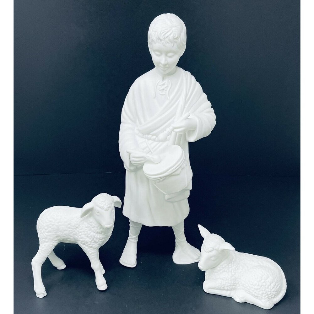 Department 56 Little Drummer Boy Winter Silhouette with 2 Sheep & Original Box